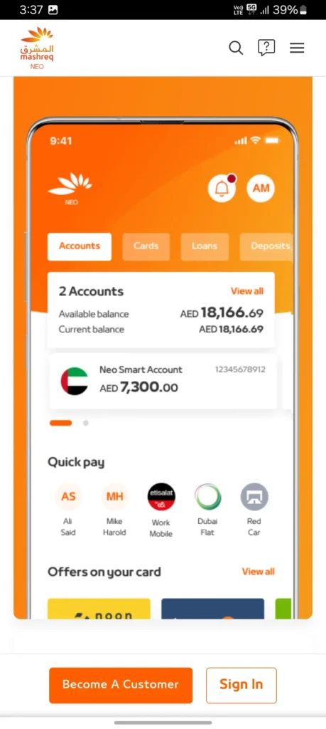 Step-by-step process to open Mashreq NEO Current Account