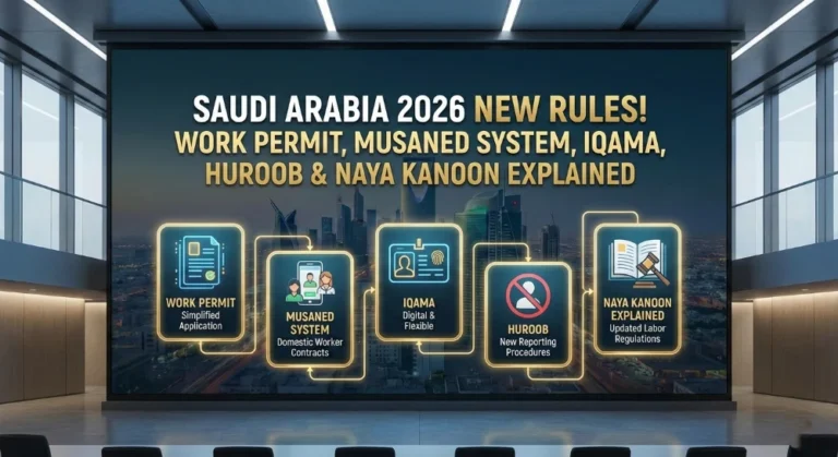 Saudi Arabia 2026 New Rules! Work Permit, Musaned System, Iqama, Huroob & Naya Kanoon Explained