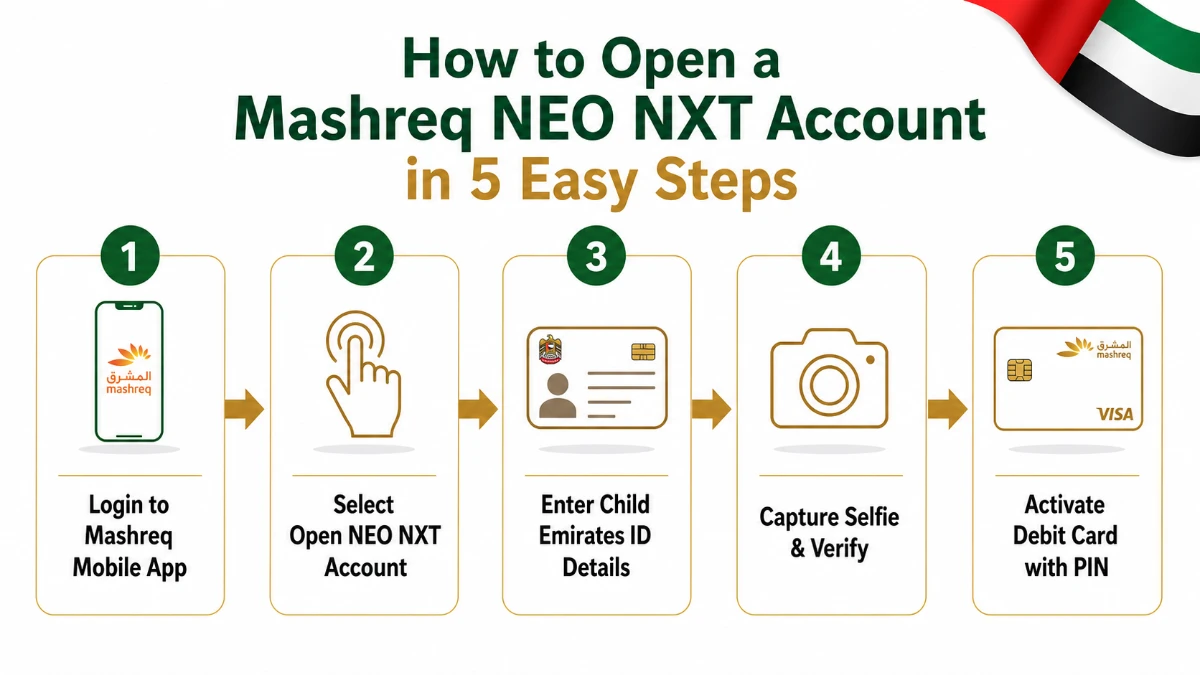 Step by step process to open Mashreq NEO NXT Account in UAE infographic
