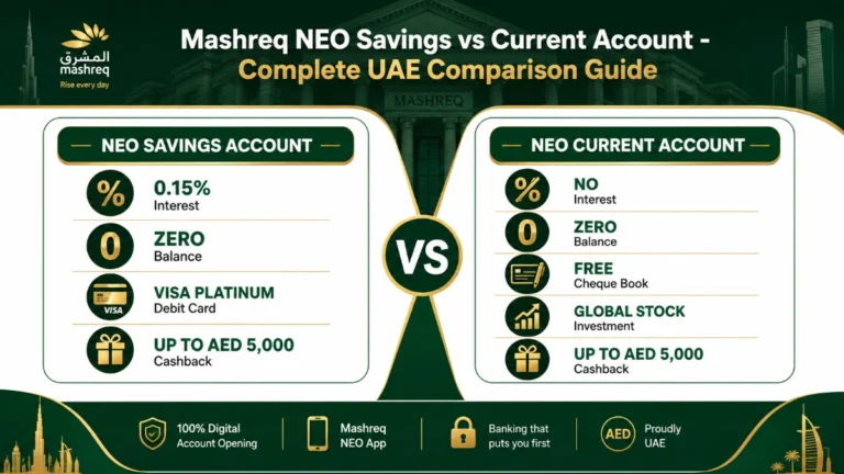 Mashreq NEO Savings vs Current Account Dubai Bank Account