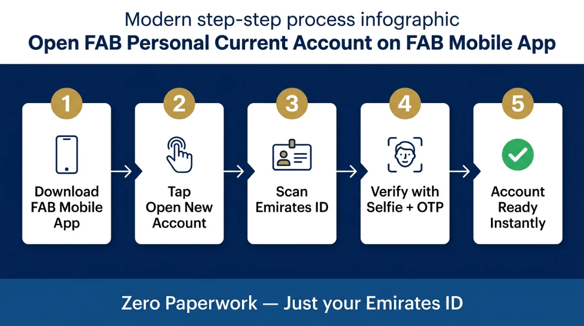 Step by step open FAB Personal Current Account on FAB Mobile app UAE