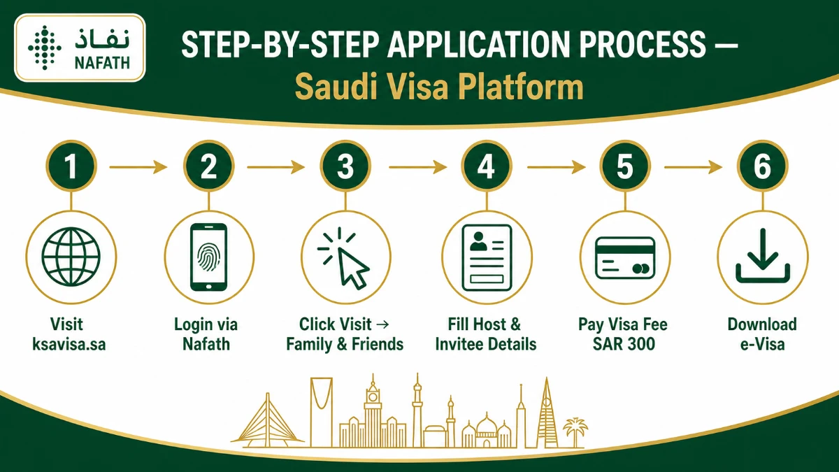 Step-by-step process to apply for Saudi Family Visit Visa via Nafath and Saudi Visa platform