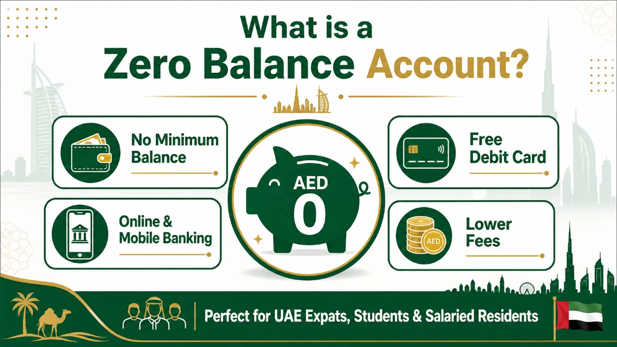 Zero Balance Bank Accounts in UAE — Complete List of 20+ Banks, Features, Fees & How to Open Online