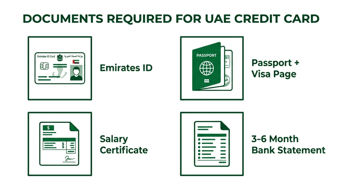 Documents required for UAE credit card application infographic