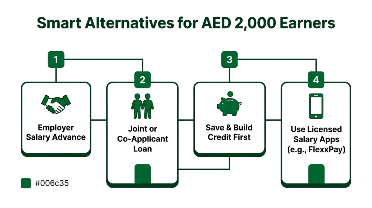 Smart alternatives for AED 2,000 earners in the UAE &mdash; salary advance, joint loan, save and build credit, salary apps