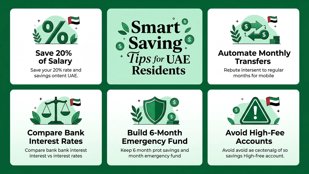 Five smart saving tips infographic for UAE residents